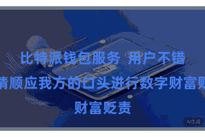 比特派钱包服务  用户不错聘请顺应我方的口头进行数字财富贬责